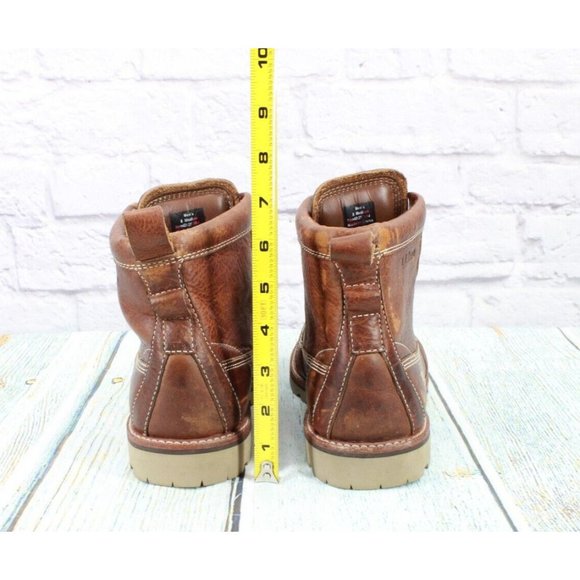LL Bean Brown Leather chukka Buffalo Plaid Lined Ankle Boots Size 8 M - Picture 8 of 10